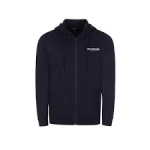 Image of TRUE RELIGION Arch Logo Zip Thru Hoodie - Navy, Night Sky Navy, Size S, Men