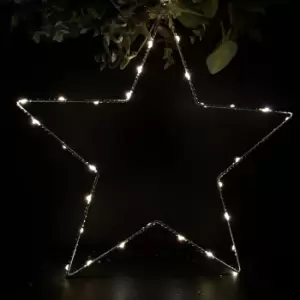 image of 38cm Battery Operated Outdoor Light Up Star Christmas Decoration in Warm White LED