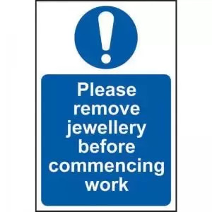 Image of Please Remove Jewellery Before Commencing Work’ Sign; Non