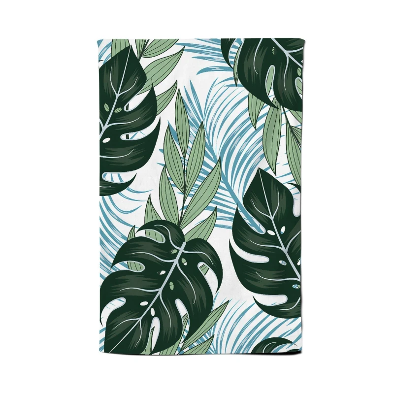 Image of Warren Reed - Designer Tropical Pattern With Bright Plants & Flowers Tea Towel in Green Green Unisex