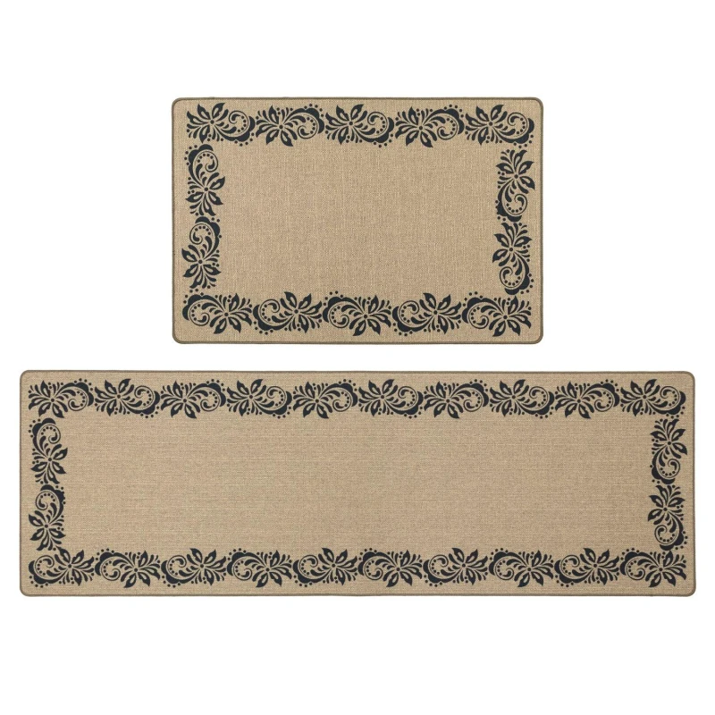 Image of JVL JVL Elegance Machine Washable Doormat and Runner Door Mats 50x150cm Brown 72560205000