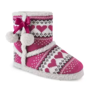 image of Slumberzzz Womens/Ladies Fairisle Fleece Boot Slippers (UK 5-6) (Pink)