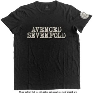 Image of Avenged Sevenfold - Logo & Death Bat Unisex Large T-Shirt - Black