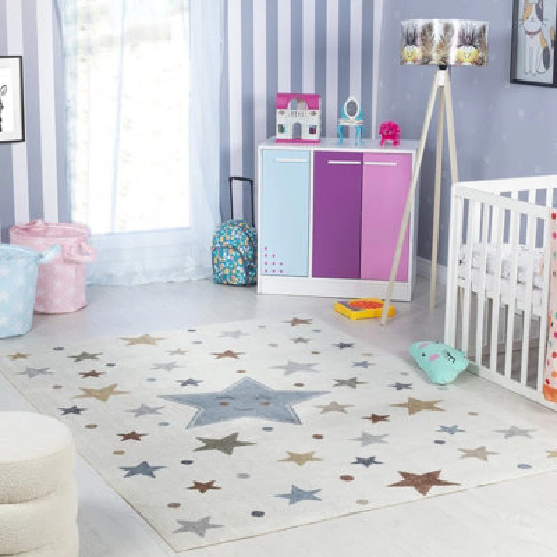 Image of Livabliss Kids Machine Washable Multicolour/blue/bedroom Supermama Area Rug 160 X 213cm - Easy Care, Soft & Safe Rug For Kids Spaces