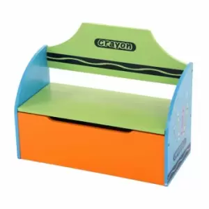 image of Oypla - Childrens Wooden Crayon Toy Storage Unit Box Bench Seat