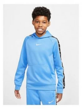 Image of Nike Sportswear Older Boys Swoosh Tape Hoodie - Blue, Size L, 12-13 Years
