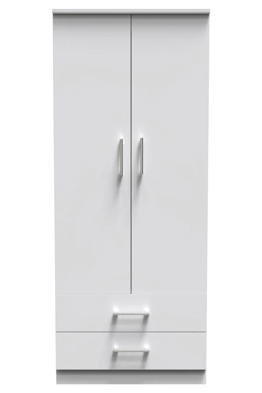 Image of Ready Assembled 2 U Cornwall 2 Door 2 Drawer Wardrobe (Ready Assembled) White