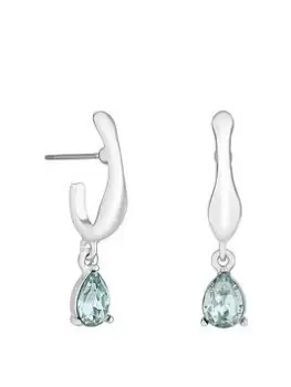 image of Mood Silver Teal Green Pear Charm Sculptured Drop Earrings