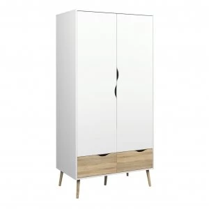 image of Viken 2 Door 2 Drawer Wardrobe - White and Oak