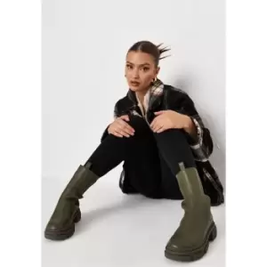 image of Missguided Chunky Pull on Ankle Boot - Green