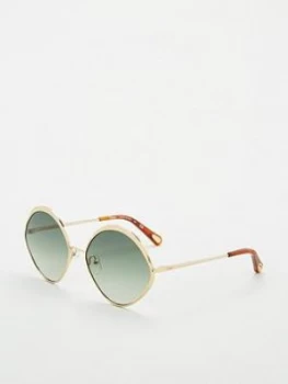 Image of Chloe Oval Sunglasses - Gold/Green