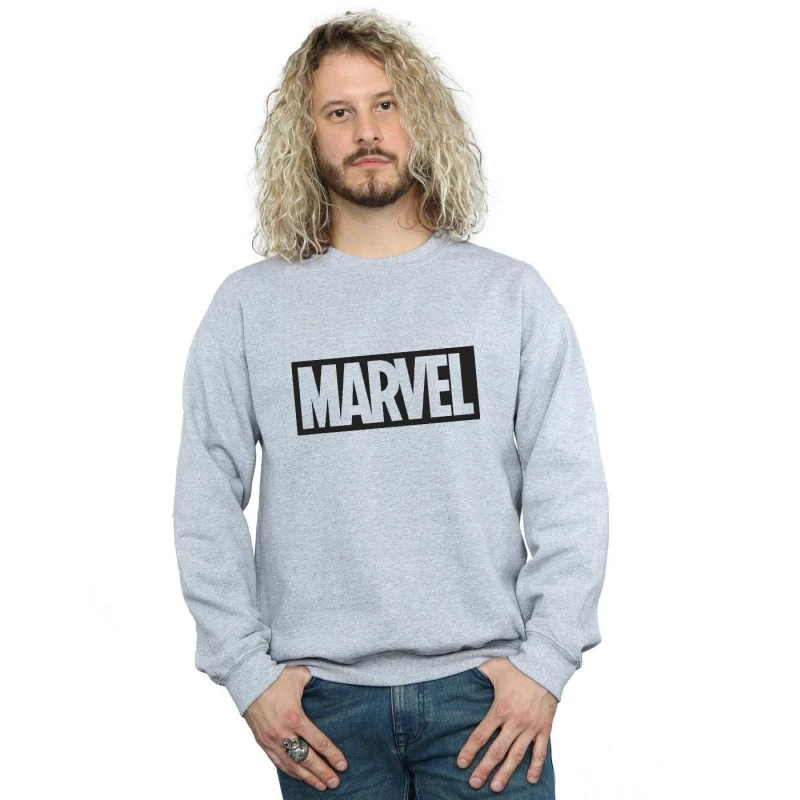 Image of Marvel Marvel Men Outline Logo Sweatshirt in Grey Size: Small Grey S Male 5063300637647