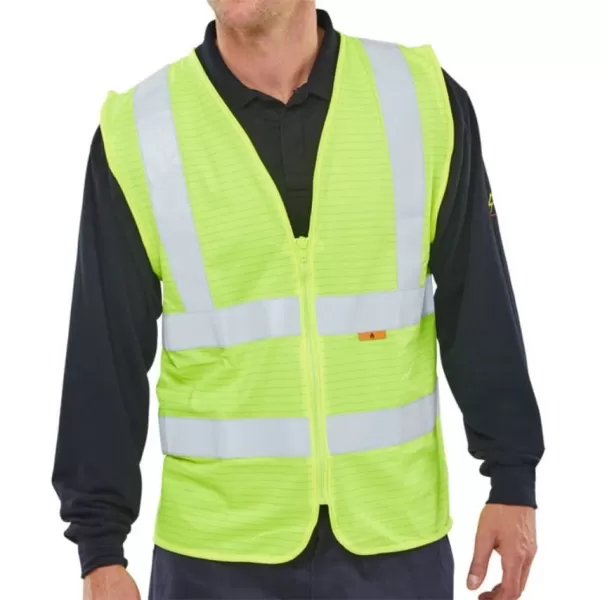 image of B SEEN Flame Retardant Hi Vis Vest Saturn Yellow 4XL