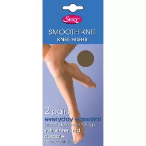 Image of Silky Womens/Ladies Smooth Knit Knee Highs (2 Pairs) (One Size (UK Shoe 3-8)) (Nude)