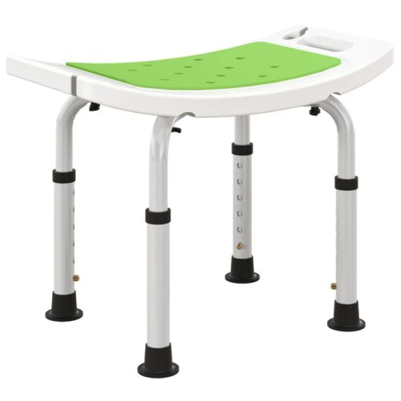 Image of HOMCOM Adjust Aluminium Bath Stool Spa Shower Chair Non-Slip w/ Shower Hole 713-052V00GN