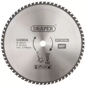 image of 04904 TCT Multi Purpose Circular Saw Blade 355 x 25.4mm 66T - Draper