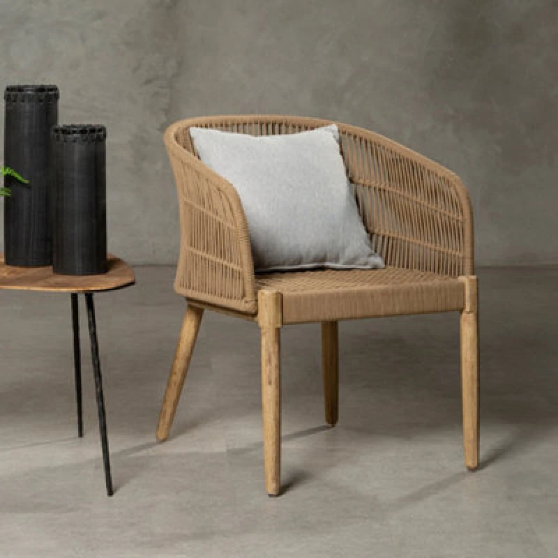 Image of Premier Housewares Opus Armchair, Arm and Backrest Armchair for Living Room, Angular Bedroom Armchair, Comfortable Office Chair Natural