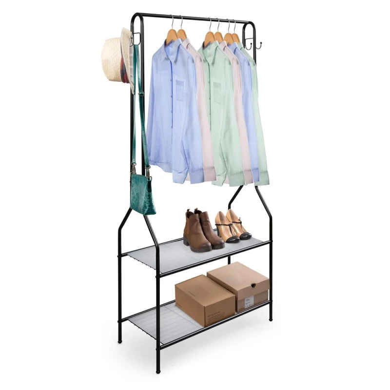 Image of House of Home Heavy Duty Clothes Rail Home Garment Hanging Storage Stand Rack 6ft x 5ft Black unisex