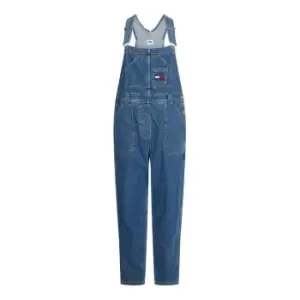 image of Tommy Jeans Badge Denim Dungarees - Blue