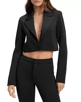 Image of Good American Shiny Scuba Cropped Blazer