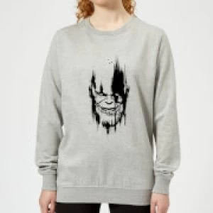 Image of Marvel Avengers Infinity War Thanos Face Womens Sweatshirt - Grey - L