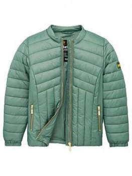 Image of Barbour International Girls Keeper Quilted Jacket - Green, Size 8-9 Years, Women