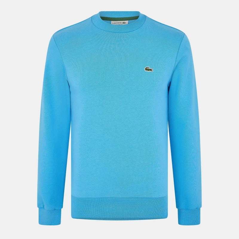 Image of Lacoste Mens Basic Crew-Neck Sweatshirt Argentine Blue male XS