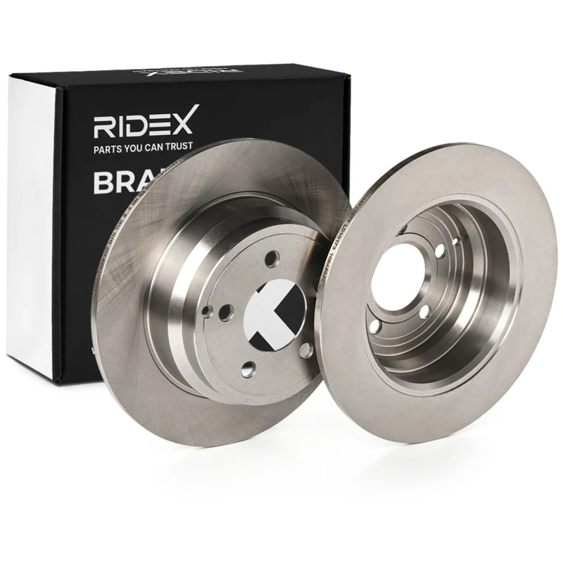 Image of RIDEX 82B0220 Brake disc Rear Axle, solid, Cast Iron, Uncoated, Untreated, without bolts/screws Cast Iron Brake Disc (82)