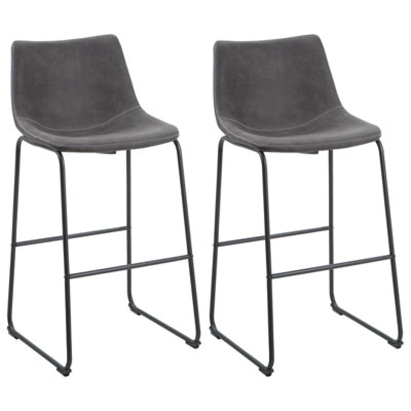Image of Beliani Set Of 2 Bar Chairs Franks Grey