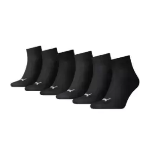 Puma 6 Pack of Quarter Socks - Black