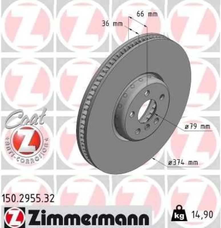 Image of ZIMMERMANN Brake disc ZIMMERMANN 150.2955.32
