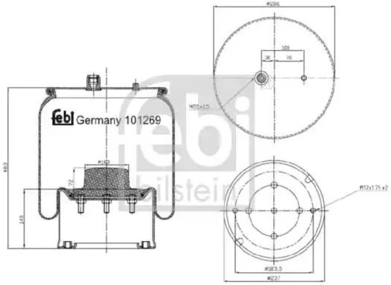 Image of FEBI BILSTEIN 101269 Boot, air suspension Rear Axle Right Boot,air suspension (324)