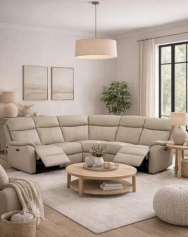 Image of Aspire Kingsmere Corner Power Recliner Sofa in Grey Grey Unisex