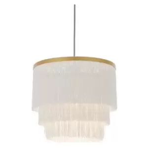 Image of Merano Lighting - Merano Varese Pendant Ceiling Light Matt Gold Paint & White Tassels