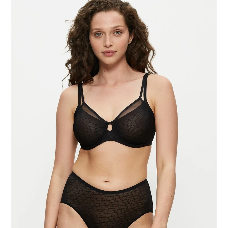 Image of Triumph Signature Sheer Minimiser Bra Black Polyamide 42DD