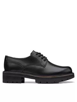 Image of Clarks Orianna Derby Leather Flat Shoe, Black, Size 3, Women