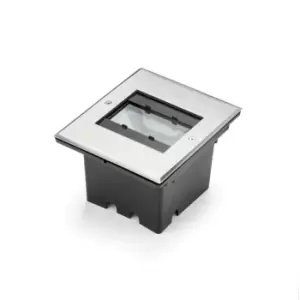 image of Square Recessed Stainless Steel Ground Outdoor Effect Light, High Power LED, 9W, 230V, Adjustable, IP65