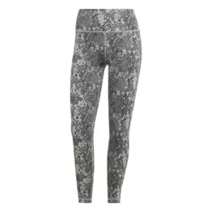 Image of adidas Optime Stash Pocket Training Animal Print 7/8 Legg - Silver Green / Black