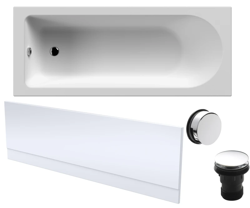 Image of Balterley Round Single Ended Bath Front Panel and Chrome Waste 1700 x 700mm Silver