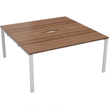 Image of 2 Person Double Bench Desk 1200X800MM Each - White/Dark Walnut