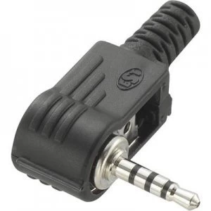 image of 2.5mm audio jack Plug right angle Number of pins 4 Stereo Black Conrad Components