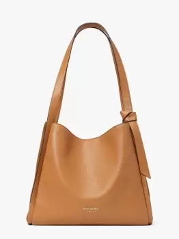 image of Kate Spade Knott Pebbled And Suede Leather Large Shoulder Bag, Bungalow, One Size