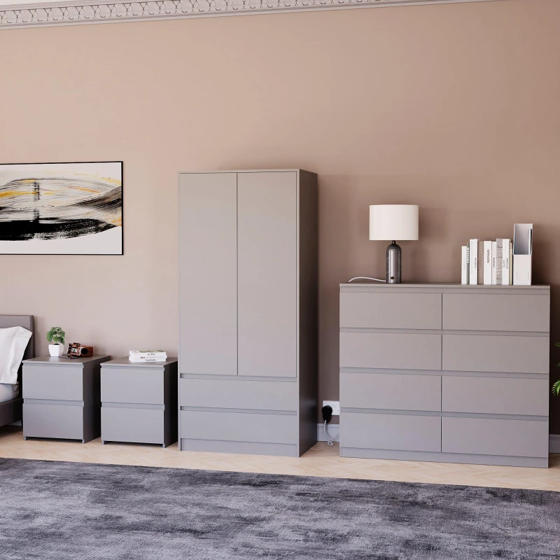 Image of Lassic Vida Designs 4 Piece Denver Bedroom Set 5 Grey unisex One Size
