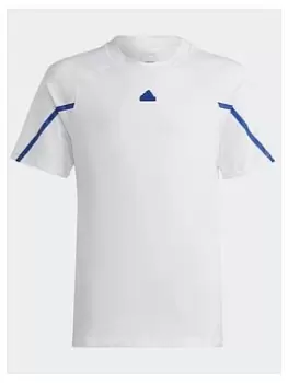 Image of adidas Designed For Gameday T-Shirt, White/Multi, Size 11-12 Years