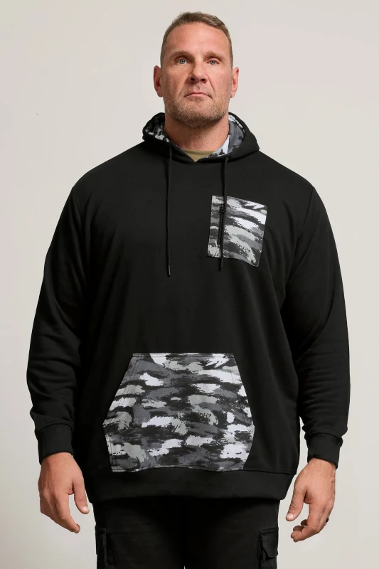 Image of BadRhino BadRhino Men Camo Print Utility Hoodie in Black Size: 3X-Large Black XXXL Male 5063111785933