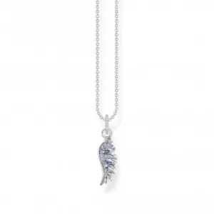 image of Sterling Silver Blue Stones Phoenix Wing Necklace KE2168-644-1-L45V