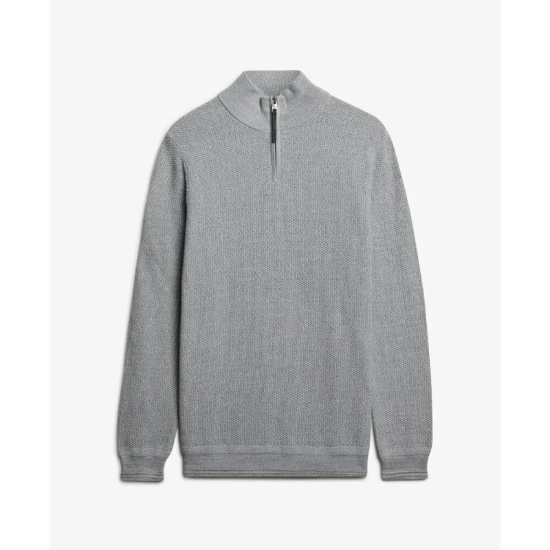 Image of Superdry Textured cotton pullover with a trucker collar Superdry Gris Male S