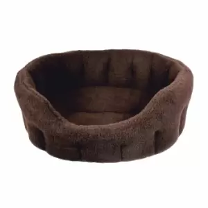 Image of P&L Premium Oval Fleece Extra Large Softee Bed - Brown