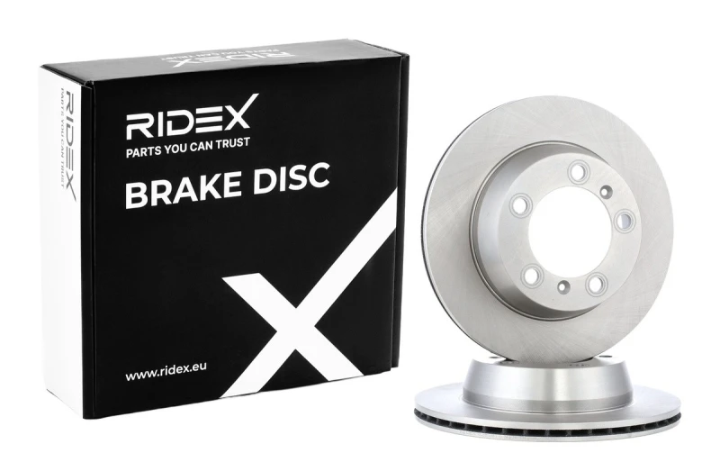 Image of RIDEX 82B0873 Brake disc Rear Axle, Vented, Cast Iron, Uncoated, Untreated, without bolts/screws Cast Iron Brake Disc (82)