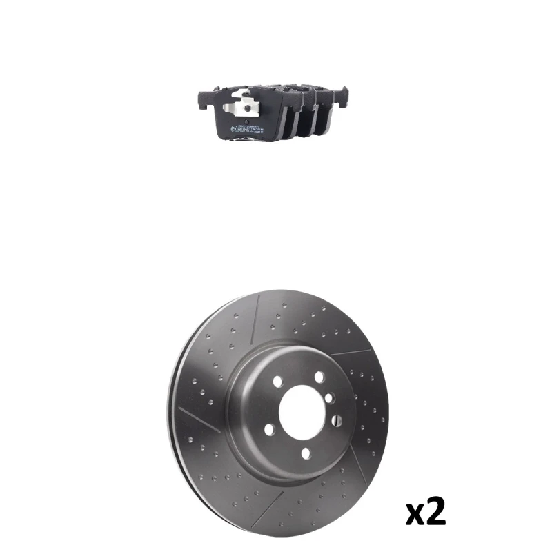 Image of RIDEX 3405B2018 Brake disc and pads set Front Axle, Brake Disc Type: slotted/perforated Brake Set,disc brakes (3405)